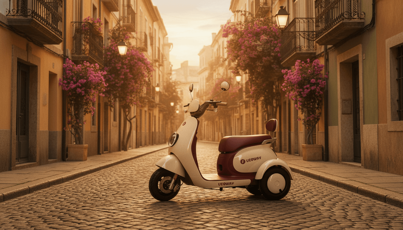 Veway Ve-Zen en calle empedrada al atardecer